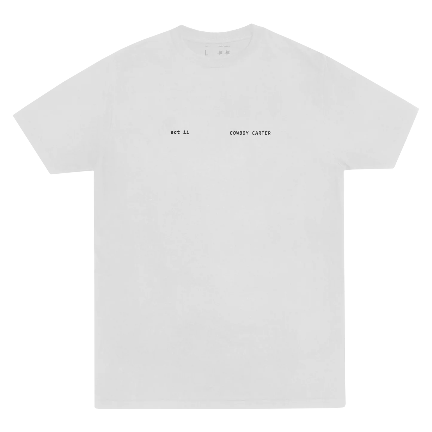 White t-shirt back featuring graphic of hand holding microphone gun with stars and Texas radio text