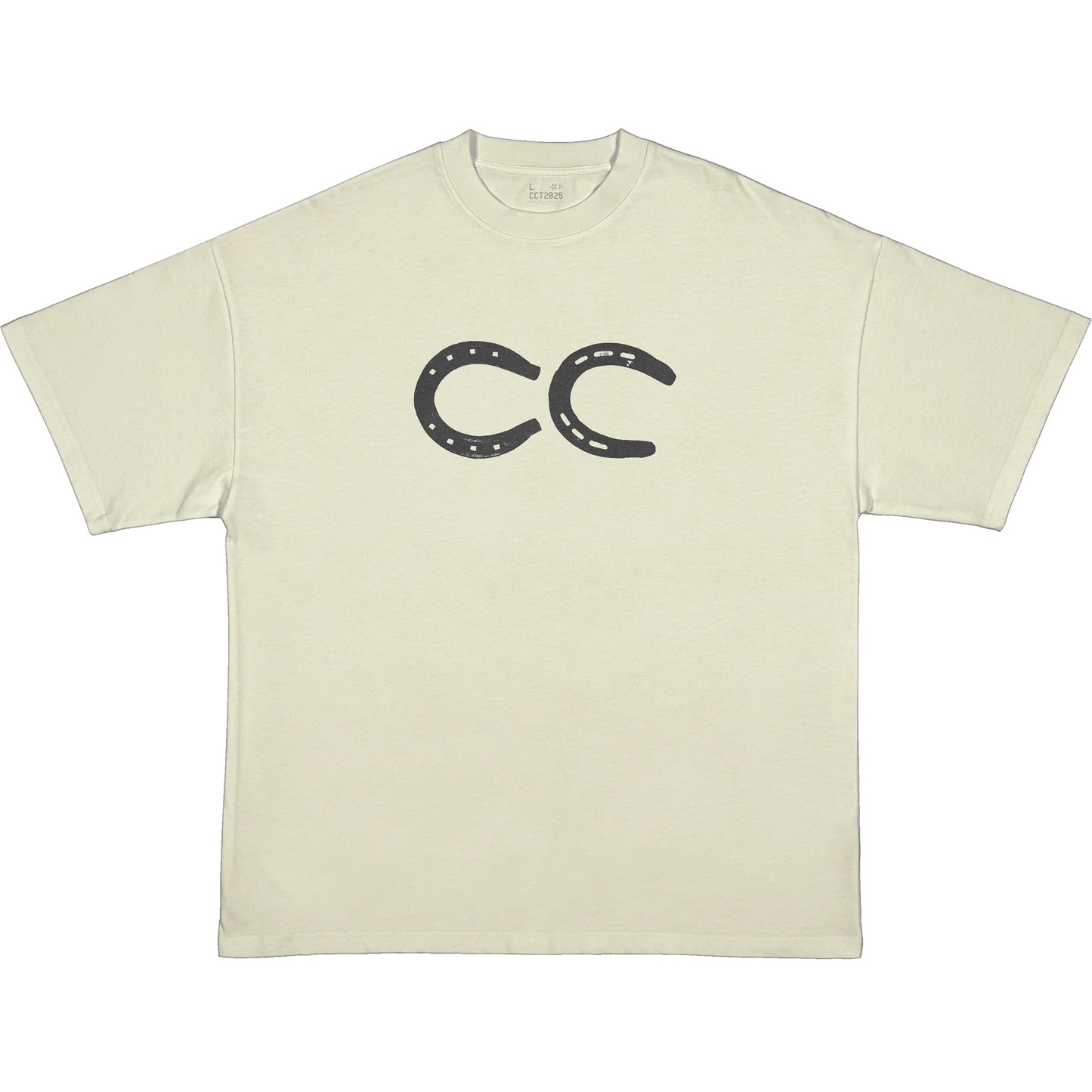 Cream t-shirt back with faded star graphic featuring Beyoncé face and red Cowboy Carter tour text