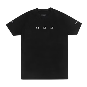 Black t-shirt front with minimal design and clean classic fit