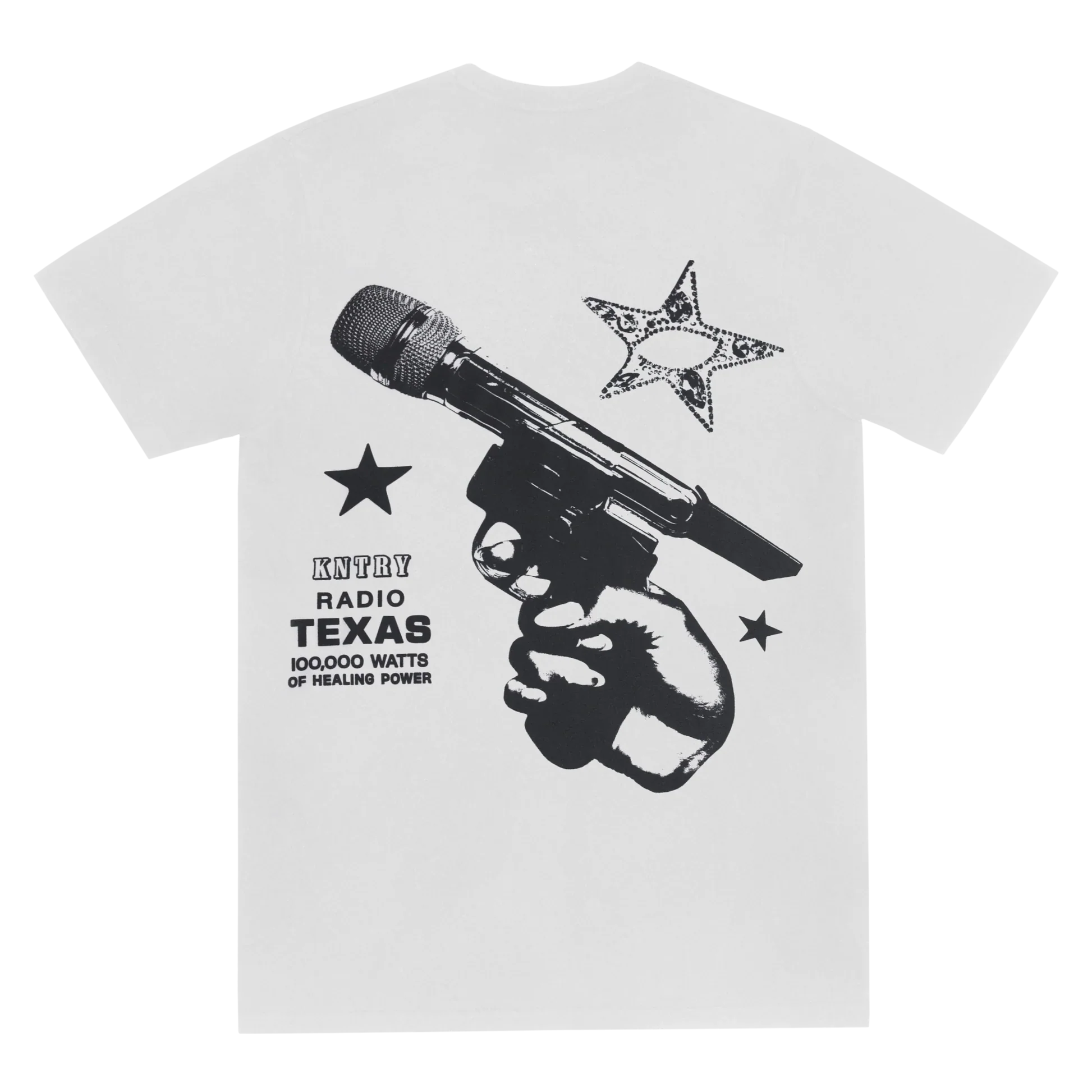 White t-shirt front with minimal act ii Cowboy Carter text detail