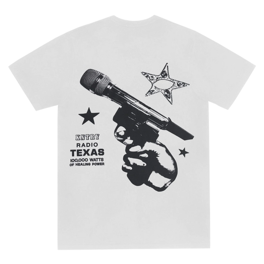 White t-shirt front with minimal act ii Cowboy Carter text detail