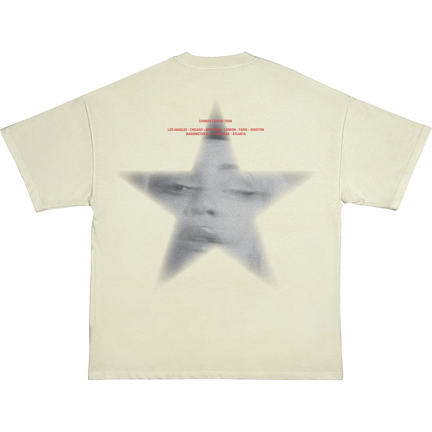 Cream t-shirt front with CC horseshoe logo graphic in black