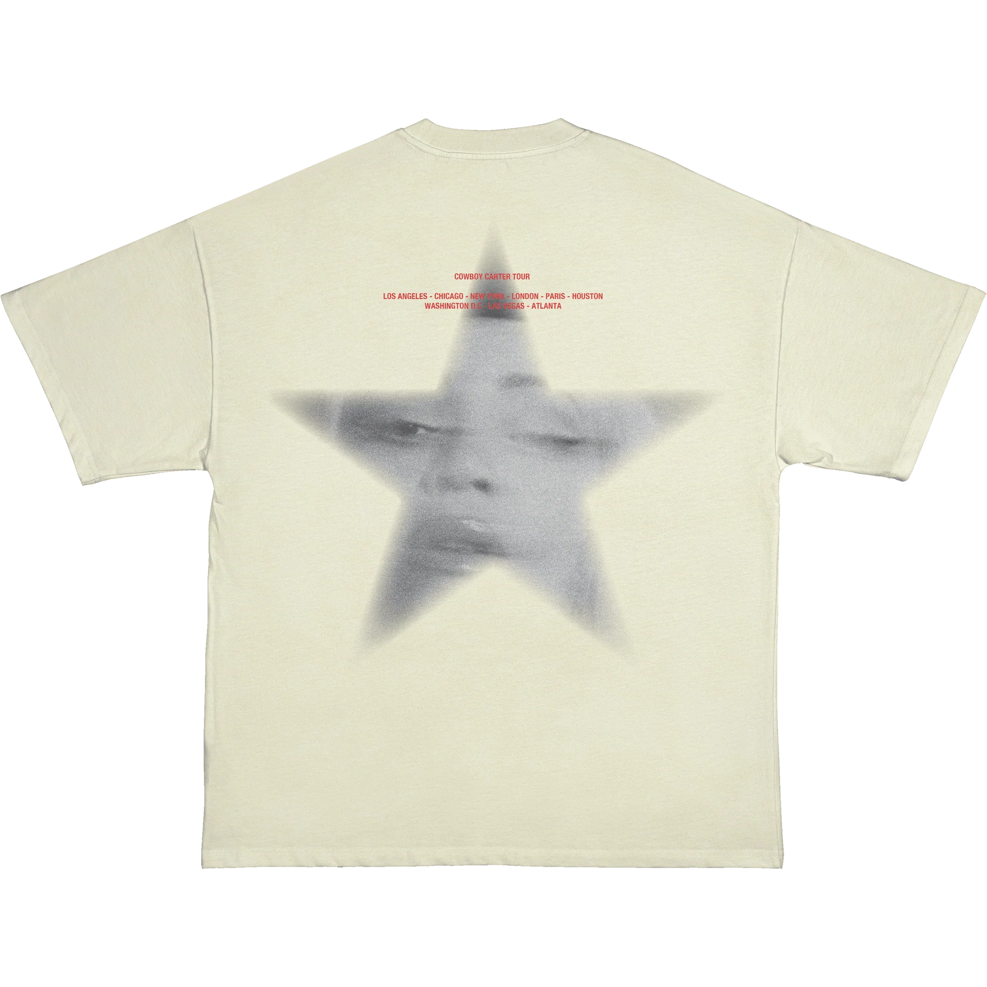 Cream t-shirt front with CC horseshoe logo graphic in black